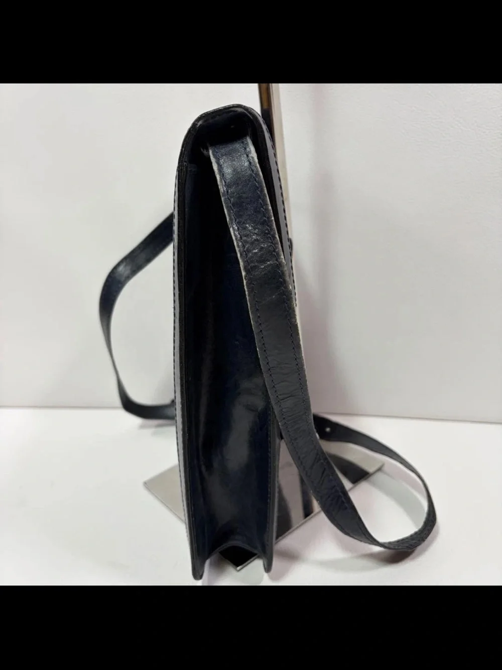 Gucci Black Suede Messenger Bag with Red & Blue Web Stripe